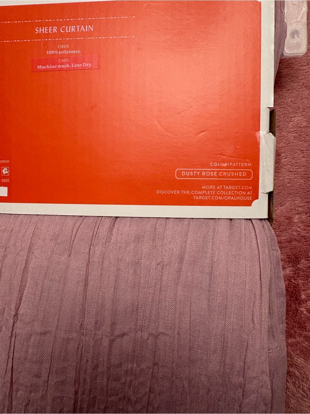Opalhouse 42“ W x 84“ L sheer one panel curtain-Dusty Rose crushed - Picture 4 of 4